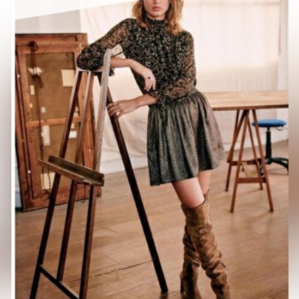 Sezane Black and Brown Mini Skirt